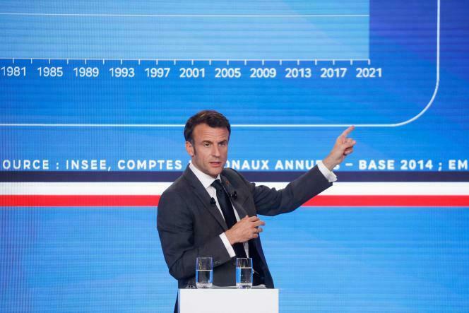 El presidente Macron en la conferencia 