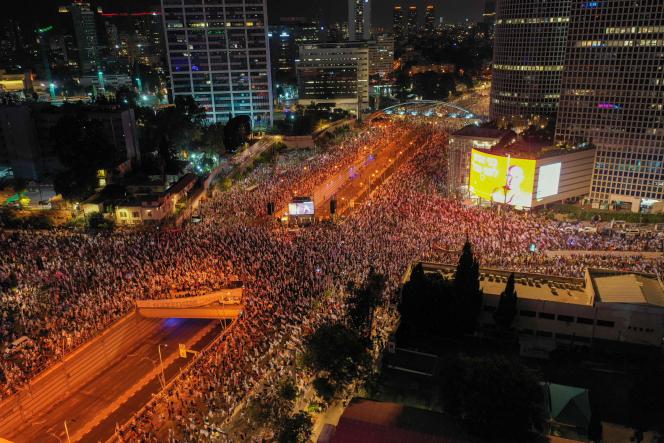 Manifestación contra la reforma judicial en Tel Aviv, 1 de julio de 2023. 